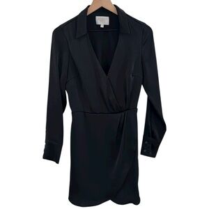 Audrey Parks Black Wrap Mini Dress women’s Size Small Minimalist